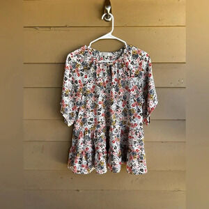 LOFT Office Modest Floral 3/4 Sleeve Blouse - Size Small